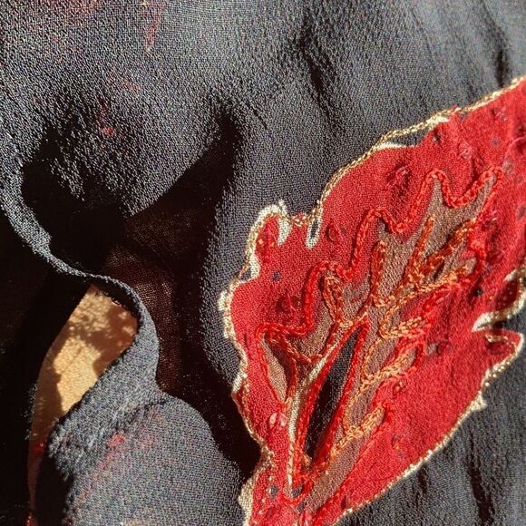 Chico’s kimono sleeve embroidered sequin jacket burnout black floral S M - Picture 13 of 16